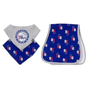 Gerber Philadelphia 76ers Baby Bibs Burp Cloth 3 Pieces Set, NBA Licensed NWT